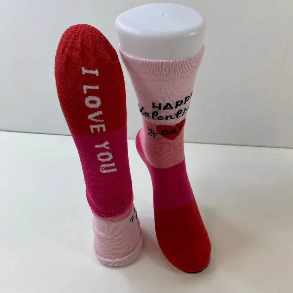 Your Missing Sock Set Of 3 Valentines Day Crew Socks Pink & Red Love Heart
